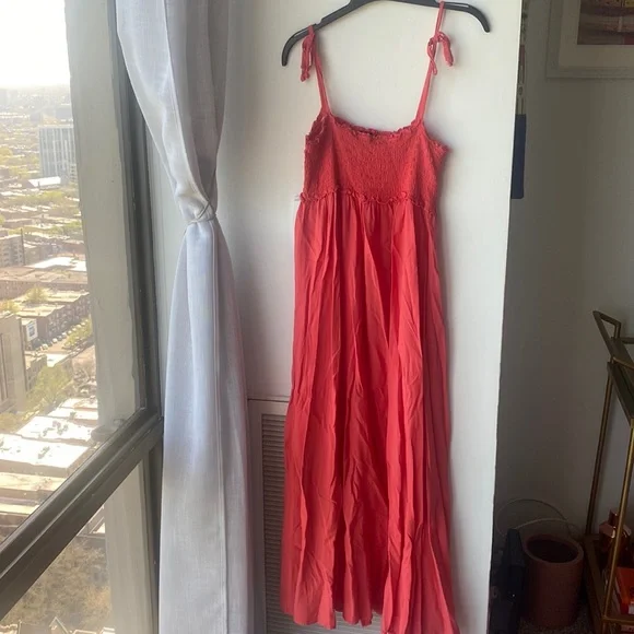 knee length dresses for ladies Women's The Felicity Red Cotton Maxi Dress | Size: L